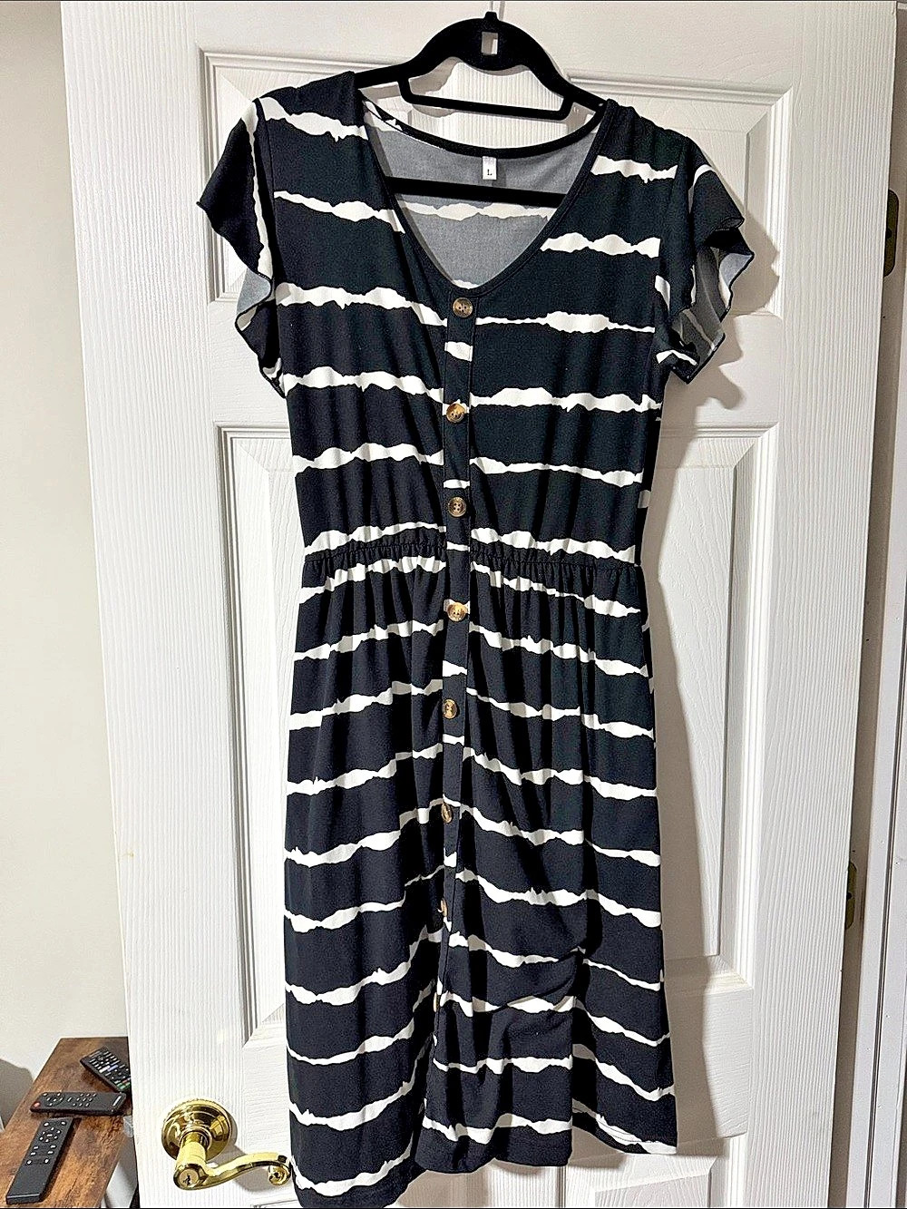 Black & White Striped Midi Dress Like New